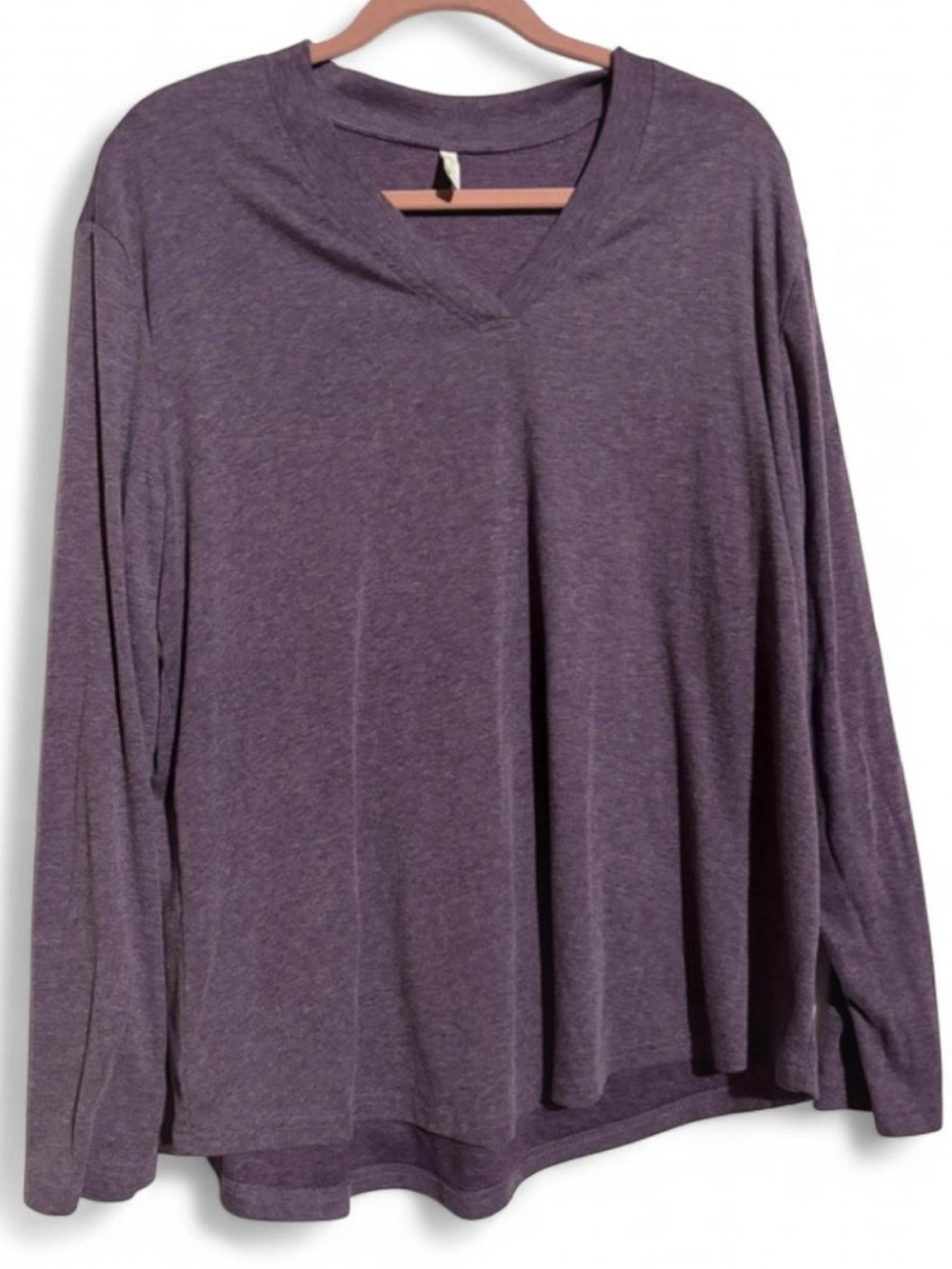 Women's Purple V-Neck Long Sleeve Top